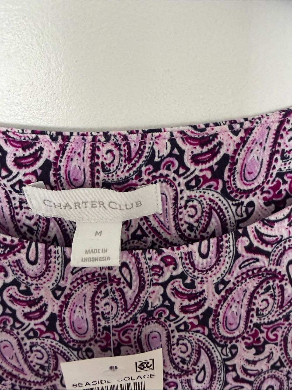 Charter Club Pink and Purple Paisley stretchy Midi Dress - Picture 3 of 4